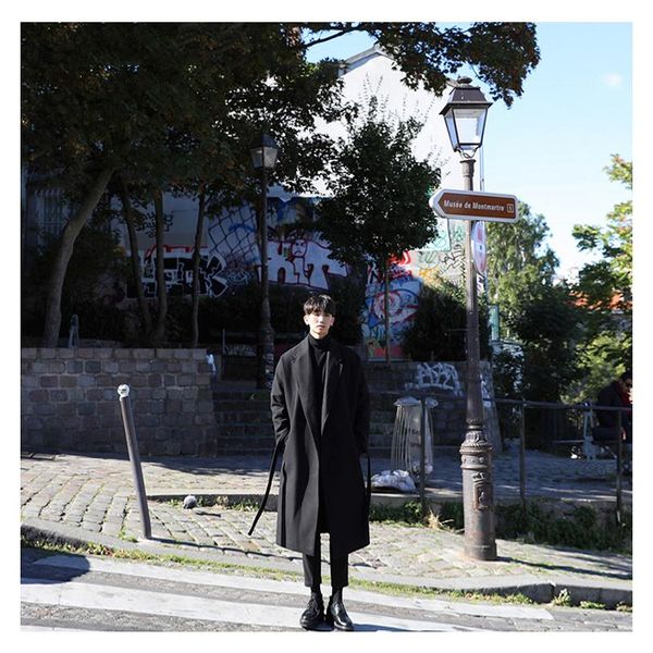 new japanese windbreaker men's long thick warm coat men's trend loose woolen coat korean version, Black
new japanese windbreaker men's long thick warm coat men's trend loose woolen coat korean version, Black