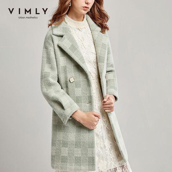women's wool & blends vimly coat winter plaid notched double breasted loose thick warm overcoat elegant female jackets 30122, Black
women's wool & blends vimly coat winter plaid notched double breasted loose thick warm overcoat elegant female jackets 30122, Black