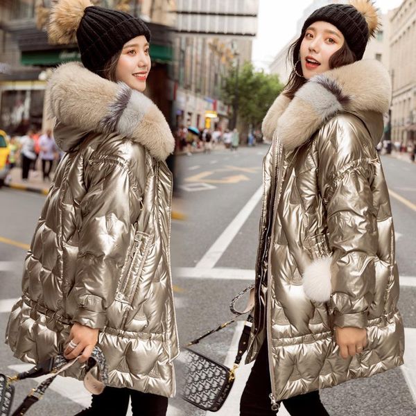 women's winter down jacket long thicken woman parkas female coat fur collar coats bright colors womens clothing 2020, Black
women's winter down jacket long thicken woman parkas female coat fur collar coats bright colors womens clothing 2020, Black