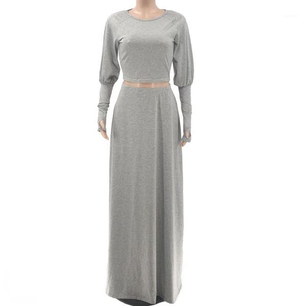 casual two piece crop and skirt outfits for women o neck loose lantern long sleeve short matching long skirt set1, Gray
casual two piece crop and skirt outfits for women o neck loose lantern long sleeve short matching long skirt set1, Gray