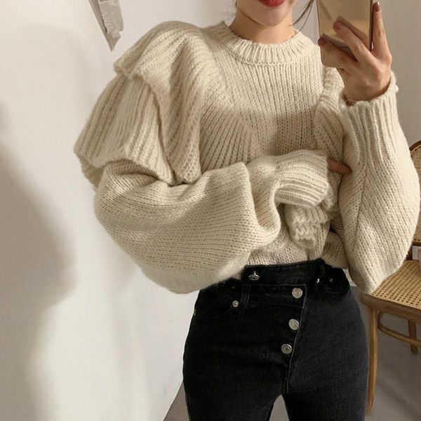 2020 new spring korean style loose sweater women solid knitted pullovers winter warm sweaters plus size pull femme, White;black
2020 new spring korean style loose sweater women solid knitted pullovers winter warm sweaters plus size pull femme, White;black