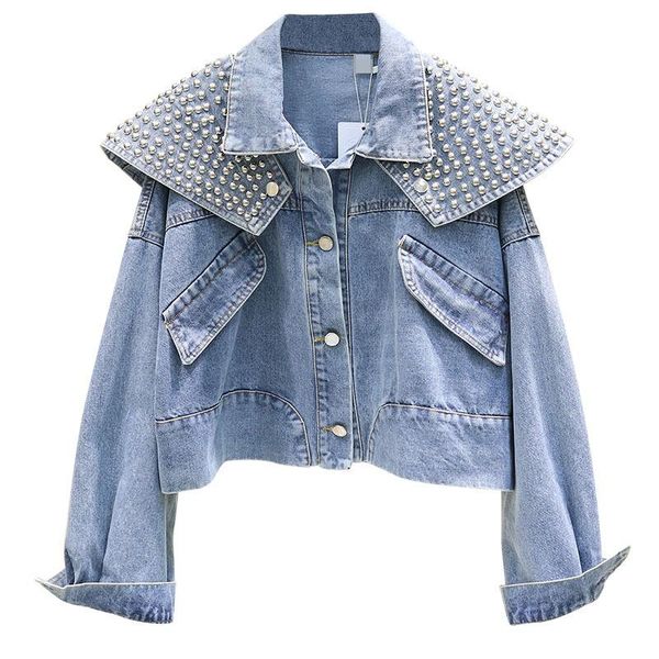spring and autumn new fashion loose heavy work rivet denim jacket women short paragraph detachable shawl retro jeans coat, Black;brown
spring and autumn new fashion loose heavy work rivet denim jacket women short paragraph detachable shawl retro jeans coat, Black;brown