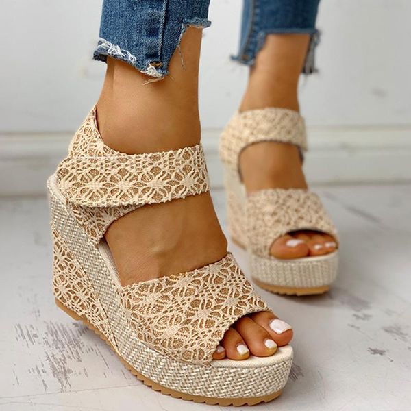 sandals women hook & loop beach wear shoes solid color lace spliced peep toe platform wedge, Black
sandals women hook & loop beach wear shoes solid color lace spliced peep toe platform wedge, Black