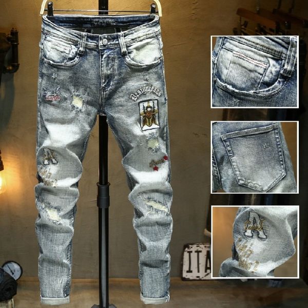 fawyd new american trousers trouserscasual jeans trousers jeans feet slim fit korean trendy casual long pants fashion slim fit men's tr, Blue
fawyd new american trousers trouserscasual jeans trousers jeans feet slim fit korean trendy casual long pants fashion slim fit men's tr, Blue