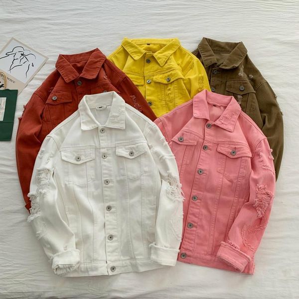 men's jackets yasuguoji 2021 hip hop pink denim jacket men streetwear hole jeans red jaqueta masculina1, Black;brown
men's jackets yasuguoji 2021 hip hop pink denim jacket men streetwear hole jeans red jaqueta masculina1, Black;brown