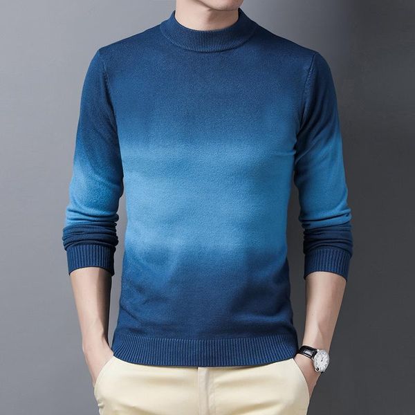 blue gradually change color turtleneck sweater men half high collar sweaters man warm knitted pullover pull homme korean clothes, White;black
blue gradually change color turtleneck sweater men half high collar sweaters man warm knitted pullover pull homme korean clothes, White;black