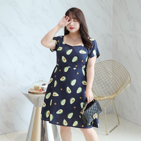 xl xxl 3xl 4xl new summer 2020 women midi dress short sleeve big size blue yellow fruit print formal office lady, Black;gray
xl xxl 3xl 4xl new summer 2020 women midi dress short sleeve big size blue yellow fruit print formal office lady, Black;gray