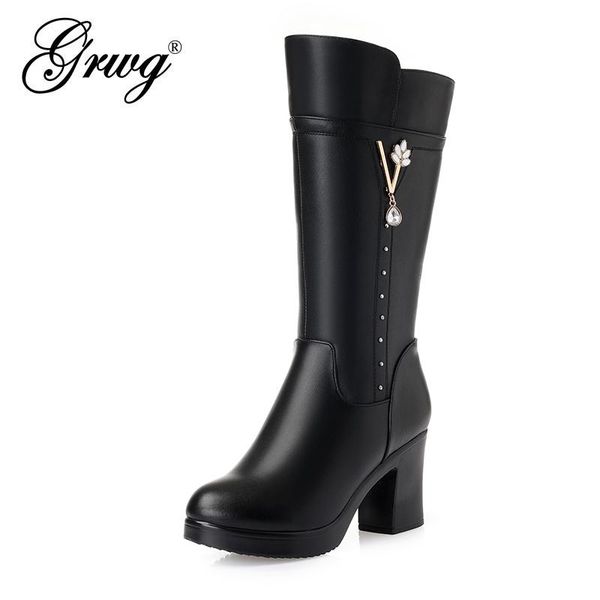 boots grwg winter women long genuine leather natural wool warm high fashion large size riding, Black
boots grwg winter women long genuine leather natural wool warm high fashion large size riding, Black