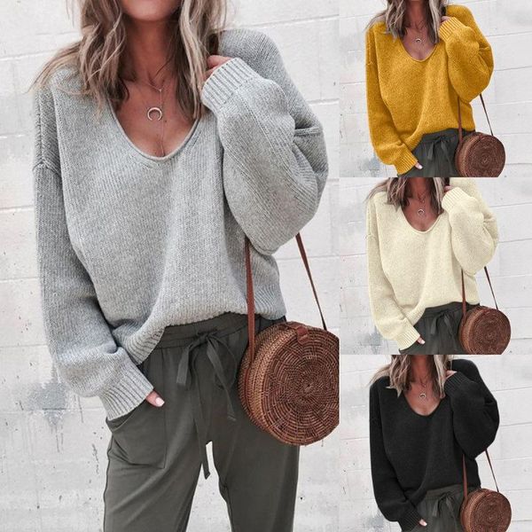 women's sweaters v-neck long sleeve loose knit sweatshirt 2020 autumn fashion casual young women streetwear, White;black
women's sweaters v-neck long sleeve loose knit sweatshirt 2020 autumn fashion casual young women streetwear, White;black