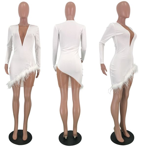 deep v-neck dress feathers patchwork irregular women dress vintage long sleeve party robe ladies 2020 summer black dress, Black;gray
deep v-neck dress feathers patchwork irregular women dress vintage long sleeve party robe ladies 2020 summer black dress, Black;gray