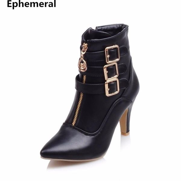 boots woman ankle high heels leather shoes women buckle botas with zipper pointed toe 8cm black red white big size 45 44 9
boots woman ankle high heels leather shoes women buckle botas with zipper pointed toe 8cm black red white big size 45 44 9