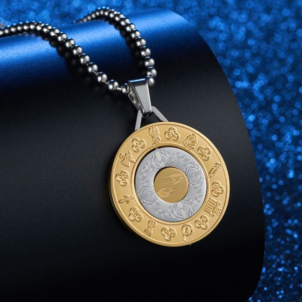 Unique Design Titanium Steel Zodiac Protective Talisman Charts Pendant Mens Padmasambhava Necklace Accessories for family anniversary, Silver
Unique Design Titanium Steel Zodiac Protective Talisman Charts Pendant Mens Padmasambhava Necklace Accessories for family anniversary, Silver