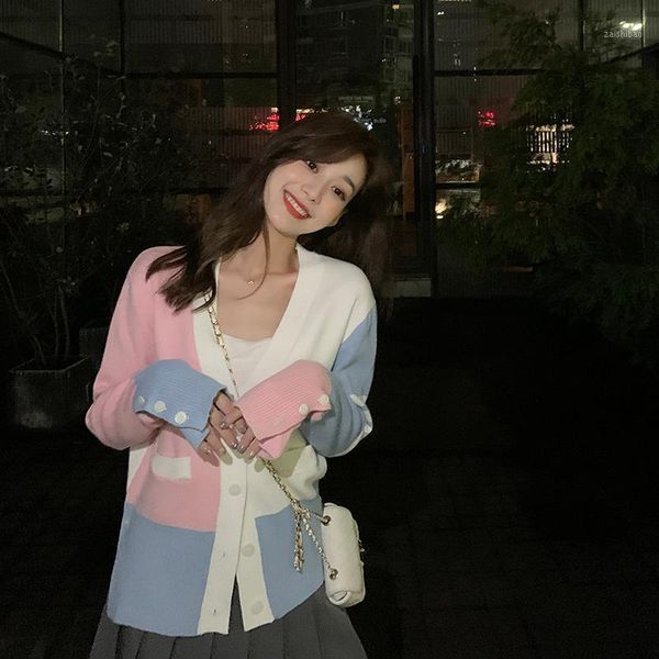 color matching sweater coat women's cardigan autumn korean style student cute sweater female long sleeve knitted cardigans1, White
color matching sweater coat women's cardigan autumn korean style student cute sweater female long sleeve knitted cardigans1, White
