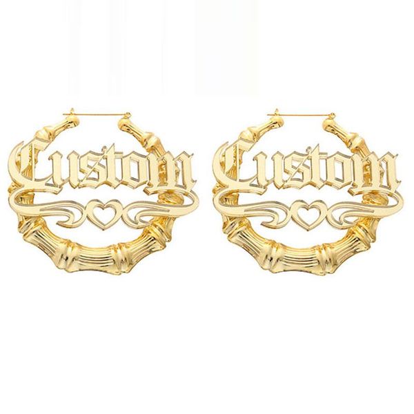 custom bamboo earrings acrylic personalized name fashion show charming earrings, Silver