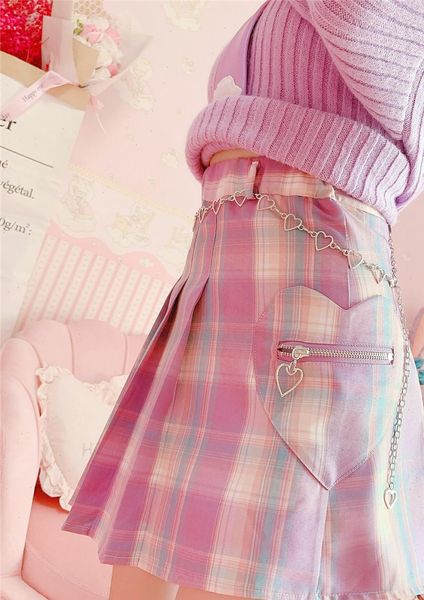 gothic lolita cute plaid mini pleated skirt women harajuku kawaii cosplay heart pocket chain school girl vintage short skirts, Black
gothic lolita cute plaid mini pleated skirt women harajuku kawaii cosplay heart pocket chain school girl vintage short skirts, Black