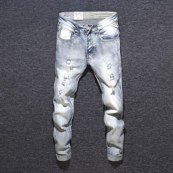 men's jeans 2021 straight retro solid color water wash zipper simple hole for men autumn casual slim mens, Blue
men's jeans 2021 straight retro solid color water wash zipper simple hole for men autumn casual slim mens, Blue