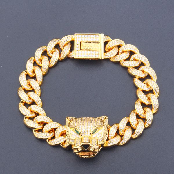 european and american fashion hip hop leopard bracelet hollow out full inlaid zircon temperament cuban link chain domineering hand je, Black
european and american fashion hip hop leopard bracelet hollow out full inlaid zircon temperament cuban link chain domineering hand je, Black
