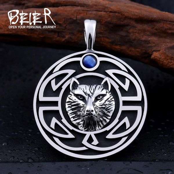 beier cool punk wolf northern europe viking stainless steel pendant necklace with blue stone iker jewelry bp8-232, Silver
beier cool punk wolf northern europe viking stainless steel pendant necklace with blue stone iker jewelry bp8-232, Silver