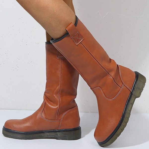2020 winter women boots with turned-over edge slip on comfy shoes for women mid-calf round toe botas mujer platform flats shoes, Black
2020 winter women boots with turned-over edge slip on comfy shoes for women mid-calf round toe botas mujer platform flats shoes, Black