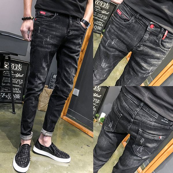 black denim jeans men's self-cultivation spring autumn mall feet pants men's korean style trendy handsome ankle length pants, Blue
black denim jeans men's self-cultivation spring autumn mall feet pants men's korean style trendy handsome ankle length pants, Blue