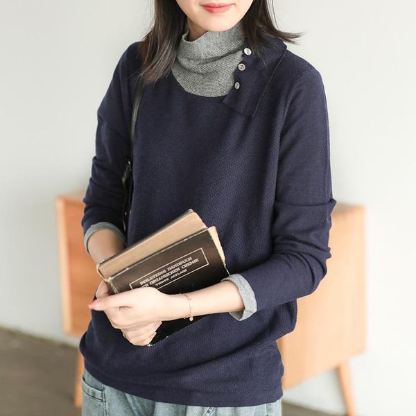 autumn sweater women knitting loose pullovers 2019 new female turtleneck button retro casual sweater all-match 1, White;black
autumn sweater women knitting loose pullovers 2019 new female turtleneck button retro casual sweater all-match 1, White;black