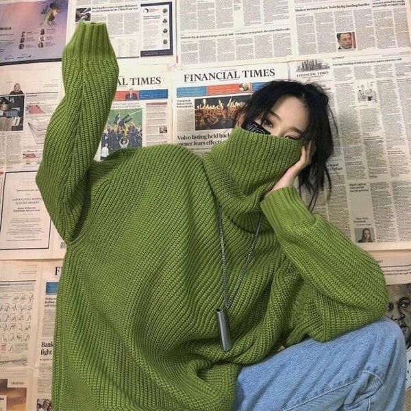 turtleneck sweaters women bf style oversized chic green fresh winter femme pullover simple sweet pure harajuku ins teens sweater, White;black
turtleneck sweaters women bf style oversized chic green fresh winter femme pullover simple sweet pure harajuku ins teens sweater, White;black