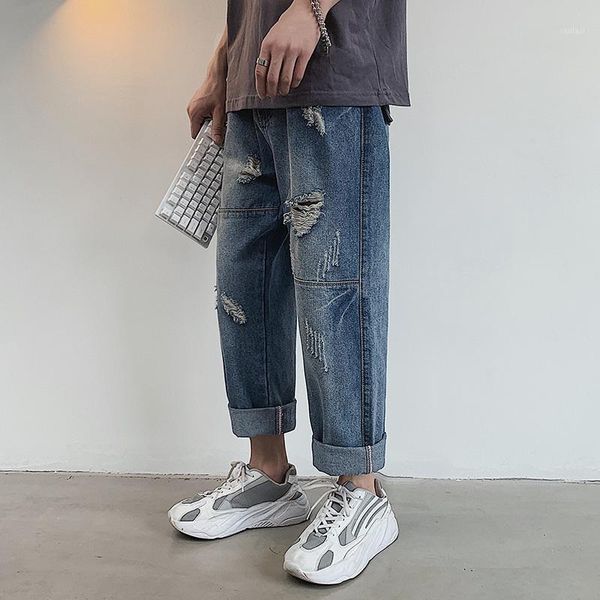 2019 summer men's wide leg pants baggy homme wash jeans mens blue male holes casual pants biker denim classic trousers 28-401
2019 summer men's wide leg pants baggy homme wash jeans mens blue male holes casual pants biker denim classic trousers 28-401