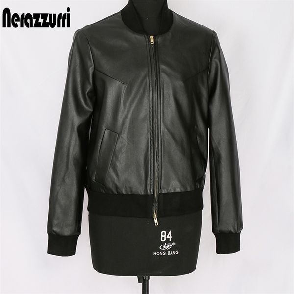 nerazzurri short black pu leather bomber jacket women long sleeve zipper plus size soft casual faux leather jackets women 6xl 201223
nerazzurri short black pu leather bomber jacket women long sleeve zipper plus size soft casual faux leather jackets women 6xl 201223