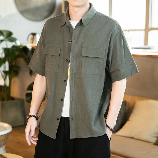 chinese style cotton hemp short sleeve korean fashion linen summer thin loose large size men's shirt, White;black
chinese style cotton hemp short sleeve korean fashion linen summer thin loose large size men's shirt, White;black