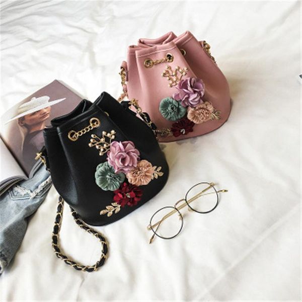 fashion 2020 handmade flowers bucket bags mini shoulder with chain drawstring small cross body bags pearl leaves decals
fashion 2020 handmade flowers bucket bags mini shoulder with chain drawstring small cross body bags pearl leaves decals