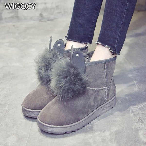 2020 winter new snow boots women's ears fur ball women boots women non-slip thick warm cotton flat cute short w197, Black
2020 winter new snow boots women's ears fur ball women boots women non-slip thick warm cotton flat cute short w197, Black