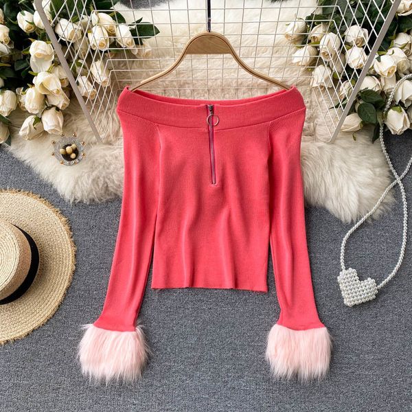 2021 new fine singiny knits women's blouse slash neck long sleeves autumn off the shoulder streetwear z740, White
2021 new fine singiny knits women's blouse slash neck long sleeves autumn off the shoulder streetwear z740, White