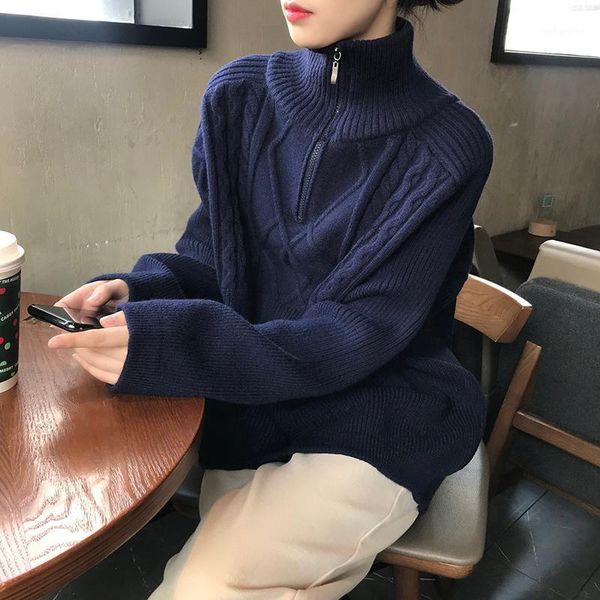 turtleneck sweater for women 2020 winter new women's pullover for women korean version of fashionable retro zipper lapel knit to1, White;black
turtleneck sweater for women 2020 winter new women's pullover for women korean version of fashionable retro zipper lapel knit to1, White;black