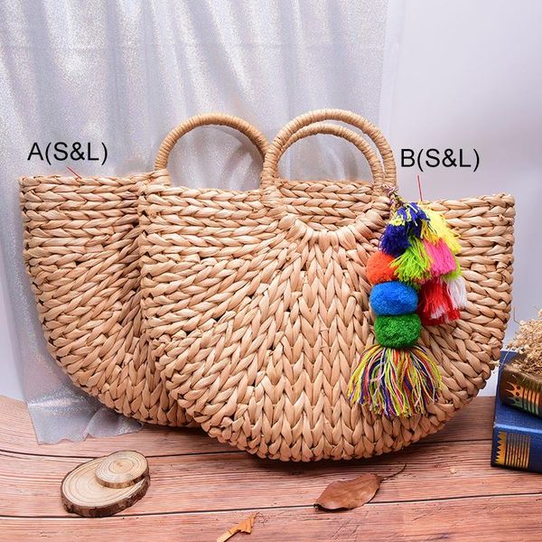 female summer beach straw bags women handbags corn stem woven decorated with fabric ball pompom tassel large shoulder tote bag
female summer beach straw bags women handbags corn stem woven decorated with fabric ball pompom tassel large shoulder tote bag