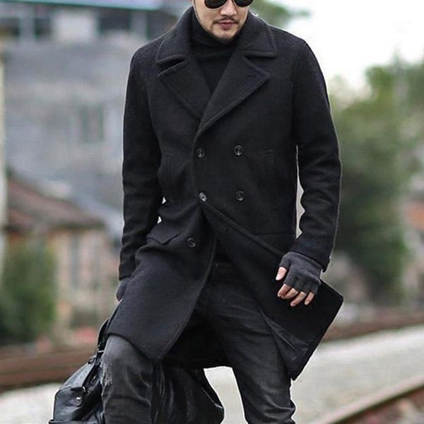 new winter wool jacket men's coat warm slim stylish trench coat double breasted long jacket business casual overcoat1, Black
new winter wool jacket men's coat warm slim stylish trench coat double breasted long jacket business casual overcoat1, Black
