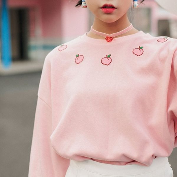 merry pretty harajuku women 2 piece set cotton sweet sweatshirt peach embroidery white hoodies and strawberry denim pants sets 201203, Black
merry pretty harajuku women 2 piece set cotton sweet sweatshirt peach embroidery white hoodies and strawberry denim pants sets 201203, Black