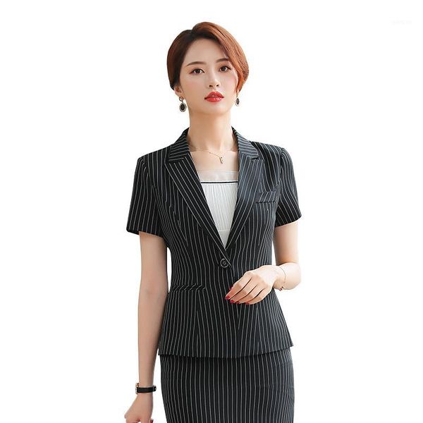 k to film suits summer fashion female temperament striped suit dress with short sleeves1, White;black
k to film suits summer fashion female temperament striped suit dress with short sleeves1, White;black