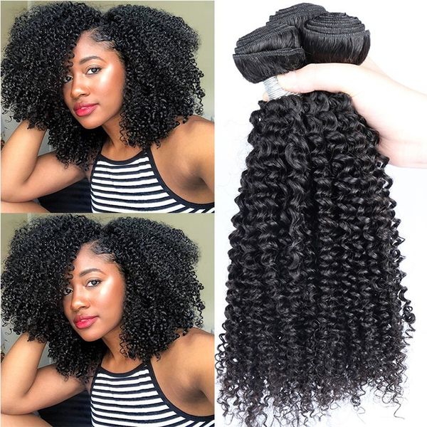 kinky curly hair weave bundles malaysian remy hair 4a black human hair bundles with closure extensions products