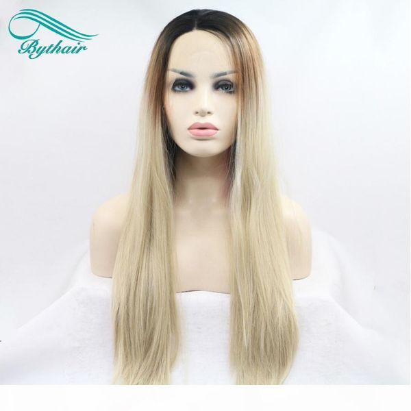 bythairshop ombre straight long hair dark roots brown to blonde synthetic lace front wigs for women heat resistant fiber for women, Black
bythairshop ombre straight long hair dark roots brown to blonde synthetic lace front wigs for women heat resistant fiber for women, Black