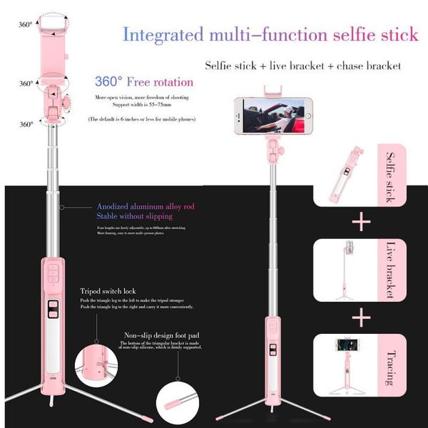multi-function mobile phone bluetooth fill light extended version selfie stick with integrated stealth tripod beauty artifact
multi-function mobile phone bluetooth fill light extended version selfie stick with integrated stealth tripod beauty artifact