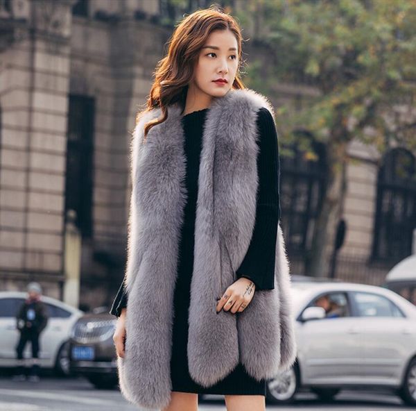 elegant faux fox fur vest winter sleeveless jacket coat vest waistcoat outwear casual fashion lady gilet vest for women, Black;white
elegant faux fox fur vest winter sleeveless jacket coat vest waistcoat outwear casual fashion lady gilet vest for women, Black;white