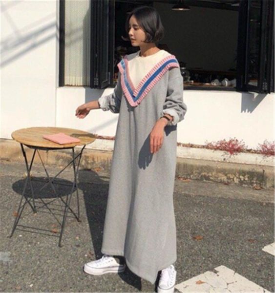 women plus velvet sweatshirt dress korean o-neck ruched ruffles long sleeve oversized winter robe side split vestidos largo 2020, Black;gray
women plus velvet sweatshirt dress korean o-neck ruched ruffles long sleeve oversized winter robe side split vestidos largo 2020, Black;gray