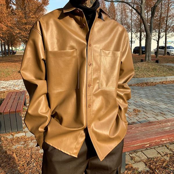 men's casual shirts 2021 spring and autumn youth solid color loose single-breasted long-sleeved leather shirt fashion wild top, White;black
men's casual shirts 2021 spring and autumn youth solid color loose single-breasted long-sleeved leather shirt fashion wild top, White;black