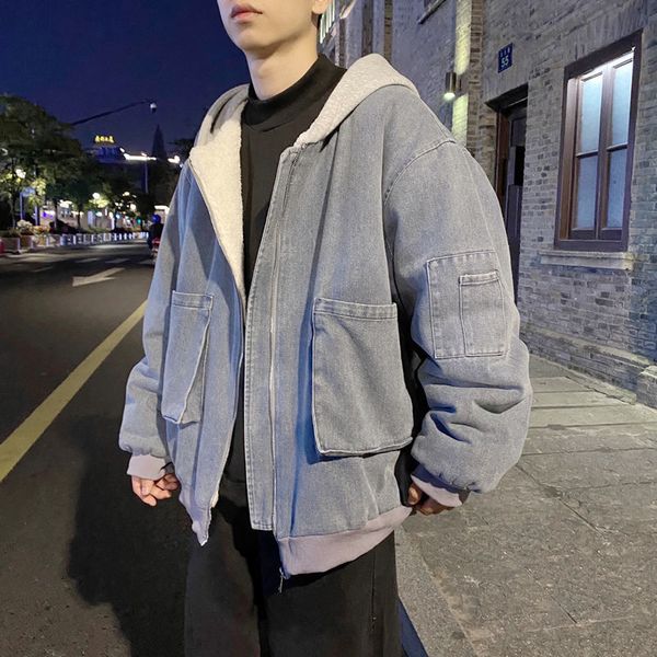 winter fashion men jackets denim lamb wool large pocket hooded coat cotton parka sale, Black
winter fashion men jackets denim lamb wool large pocket hooded coat cotton parka sale, Black