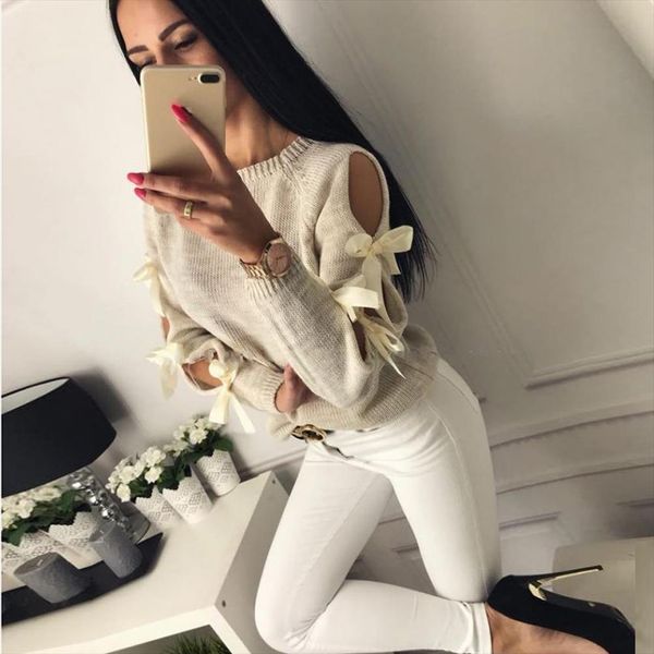 knitted womens sweater women bowknot hollow out thin long sleeve pullover pull femme ribbed casual jumper winter clothes 2019, White;black
knitted womens sweater women bowknot hollow out thin long sleeve pullover pull femme ribbed casual jumper winter clothes 2019, White;black