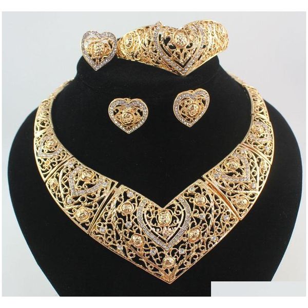 african jewelry sets women 18k gold plated crystal heart necklace earring bracelet rings wedding party jewellery avhw9, Slivery;golden
african jewelry sets women 18k gold plated crystal heart necklace earring bracelet rings wedding party jewellery avhw9, Slivery;golden