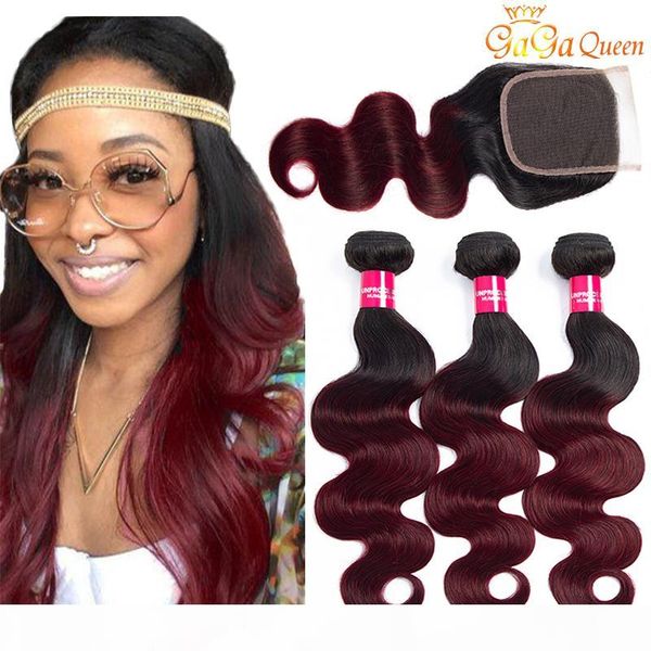 ombre brazilian hair bundles body wave 1b burgundy 99j human hair weave with 4x4 lace closure two tone colored hair wefts extensions, Black;brown
ombre brazilian hair bundles body wave 1b burgundy 99j human hair weave with 4x4 lace closure two tone colored hair wefts extensions, Black;brown
