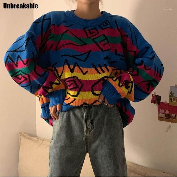 chic retro crazy style loose pull femme graffiti lover rainbow striped knit sweater o neck long sleeve patch pulllover 20201, White;black
chic retro crazy style loose pull femme graffiti lover rainbow striped knit sweater o neck long sleeve patch pulllover 20201, White;black