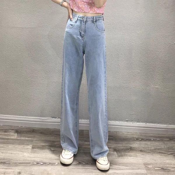 2021 retro overlength women's baggy pant solid straight leg jeans woman korean loose denim trousers high waist female mom jeans, Blue
2021 retro overlength women's baggy pant solid straight leg jeans woman korean loose denim trousers high waist female mom jeans, Blue
