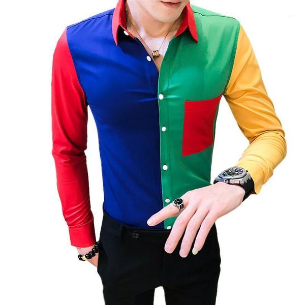 nightclub ktv mens shirts long sleeve blue green red fashion casual shirt men multicolor stitching camisa s l xl xxl xxxl1, White;black
nightclub ktv mens shirts long sleeve blue green red fashion casual shirt men multicolor stitching camisa s l xl xxl xxxl1, White;black